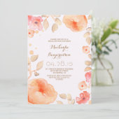 Invitation aquarelle fleurie moderne douche nuptiale (Debout devant)
