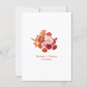 Invitation aquarelle fleurie orange rose mariage design (Dos)