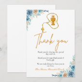 Invitation Aquarelle fleurie première communion sainte merci (Devant / Derrière)