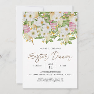Invitation aquarelle fleurie Printemps Dîner de Pâques