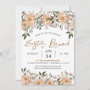 Invitation aquarelle fleurie Printemps Dîner de Pâques