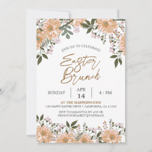 Invitation aquarelle fleurie Printemps Dîner de Pâques
