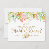 Invitation Aquarelle fleurie sera-tu la servante d'honneur (Devant)