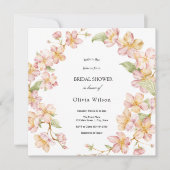 Invitation aquarelle fleurie verdure élégante douche nuptiale (Devant)