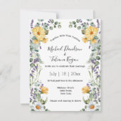 Invitation aquarelle fleurie verdure été printemps mariage (Devant)