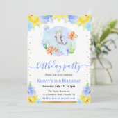 Invitation Aquarelle Fleurs Animaux Sous-Marins Anniversaire (Debout devant)