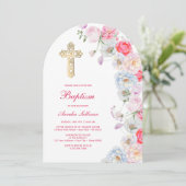 Invitation Aquarelle Fleurs Arch Baptism (Debout devant)
