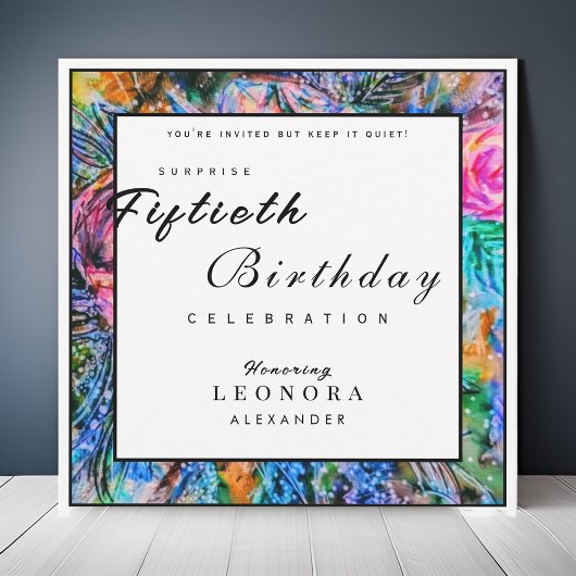 Invitation Aquarelle Fleurs Artistiques N'IMPORTE QUEL annive