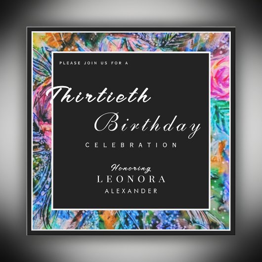 Invitation Aquarelle Fleurs Artistiques N'IMPORTE QUELLE fête