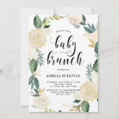 Invitation Aquarelle Fleurs avec Parties scintillant Baby sho (Devant)