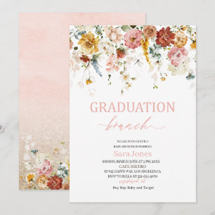 Invitation Aquarelle Fleurs Baby shower brunch Graduation