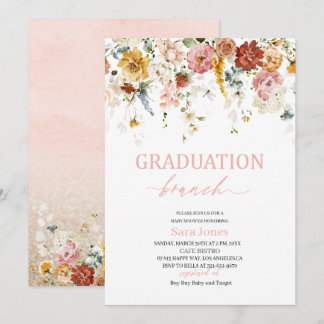 Invitation Aquarelle Fleurs Baby shower brunch Graduation