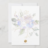 Invitation Aquarelle Fleurs Baptême Dusty Bleu Pois Doux (Dos)