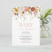 Invitation Aquarelle Fleurs bébé en fleur Baby shower Invit (Debout devant)