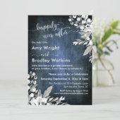 Invitation Aquarelle Fleurs Blanches Bleu Heureux à tout jama (Debout devant)