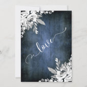 Invitation Aquarelle Fleurs Blanches Bleu Heureux à tout jama (Dos)