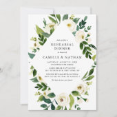 Invitation Aquarelle Fleurs blanches Cadres Dîner de répétiti (Devant)