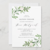 Invitation Aquarelle Fleurs blanches et verdure Bar Mitzvah (Devant)