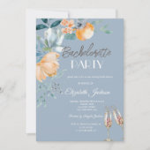 Invitation Aquarelle Fleurs bleu Dusty Bachelorette (Devant)