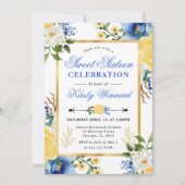 Invitation Aquarelle Fleurs bleues et jaunes Douces 16 (Devant)