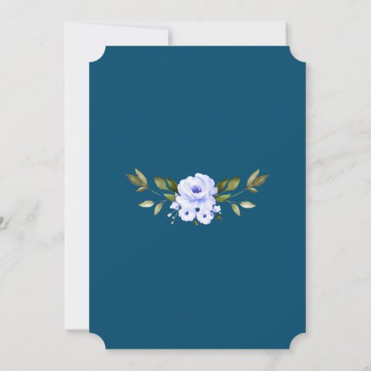 Invitation Aquarelle Fleurs Bleues Mariage Parties scintillan (Dos)