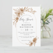 Invitation Aquarelle fleurs boho oblong baby shower invitat (Debout devant)