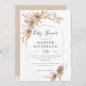 Invitation Aquarelle fleurs boho oblong baby shower invitat (Devant / Derrière)