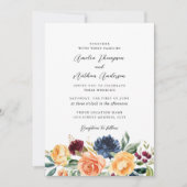 Invitation Aquarelle Fleurs Botaniques Rustiques Mariage (Devant)