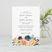 Invitation Aquarelle Fleurs Botaniques Rustiques Mariage (Debout devant)