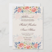 Invitation Aquarelle Fleurs colorées Mariage musulman islamiq (Devant)