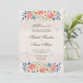Invitation Aquarelle Fleurs colorées Mariage musulman islamiq (Debout devant)