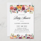 Invitation Aquarelle Fleurs d'automne Baby shower Garland (Devant)