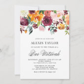 Invitation Aquarelle Fleurs d'automne Barre d'automne Mitzvah (Devant)