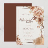 Invitation Aquarelle Fleurs d'automne Champagne Retraite (Devant / Derrière)