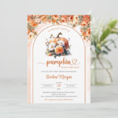 Invitation Aquarelle fleurs d'automne citrouille automne fill (Debout devant)