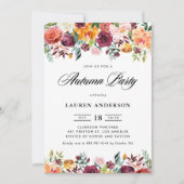 Invitation Aquarelle Fleurs d'automne Garland Fête d'automne (Devant)