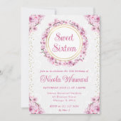 Invitation Aquarelle Fleurs de cerisier Wreath Sweet 16 (Devant)