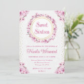 Invitation Aquarelle Fleurs de cerisier Wreath Sweet 16 (Debout devant)