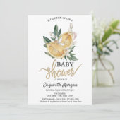 Invitation Aquarelle Fleurs de citrons Baby shower botanique (Debout devant)
