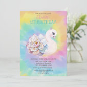 Invitation Aquarelle Fleurs de cygne Tie Dye Anniversaire (Debout devant)