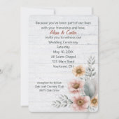 Invitation Aquarelle Fleurs De Mariage Sur Bois (Devant)