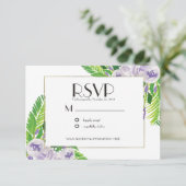 Invitation Aquarelle Fleurs de mariage violet pourpre (Debout devant)