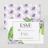 Invitation Aquarelle Fleurs de mariage violet pourpre (Devant / Derrière)