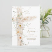 Invitation aquarelle fleurs de prairie Croix sainte Baptême (Debout devant)