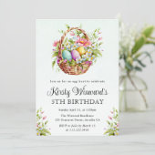 Invitation Aquarelle Fleurs de printemps Pâques Panier Annive (Debout devant)