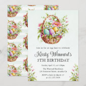 Invitation Aquarelle Fleurs de printemps Pâques Panier Annive (Devant / Derrière)