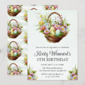 Invitation Aquarelle Fleurs de printemps Pâques Panier Annive (Devant / Derrière)