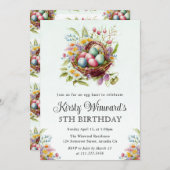 Invitation Aquarelle Fleurs de printemps Pâques Panier Annive (Devant / Derrière)