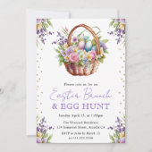 Invitation Aquarelle Fleurs de printemps Pâques Panier Brunch (Devant)