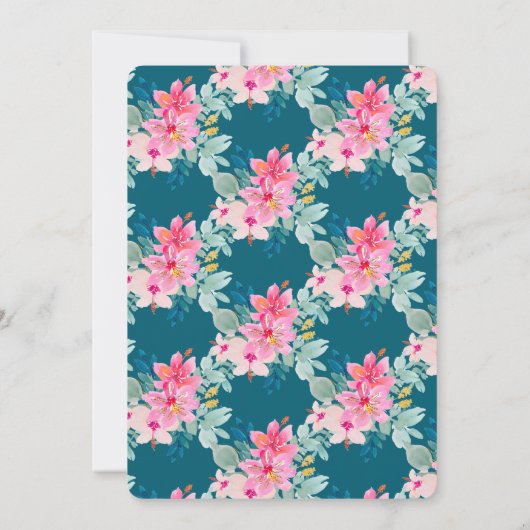 Invitation Aquarelle Fleurs de printemps Vert doux 16 (Dos)